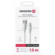 SWISSTEN CABLU DE DATE TEXTILE II USB / LIGHTNING 1,5 M ALB
