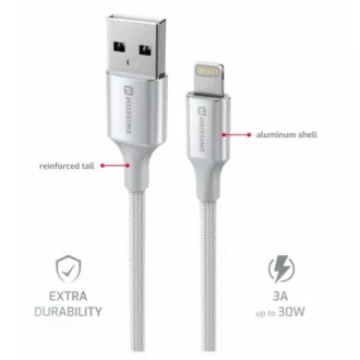 SWISSTEN CABLU DE DATE TEXTILE II USB / LIGHTNING 1,5 M ALB