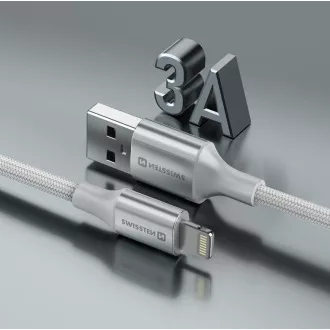 SWISSTEN CABLU DE DATE TEXTILE II USB / LIGHTNING 1,5 M ALB
