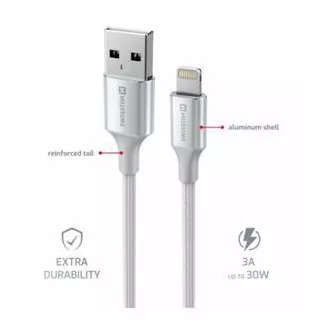 SWISSTEN CABLU DE DATE TEXTILE II USB / LIGHTNING 1,5 M ALB