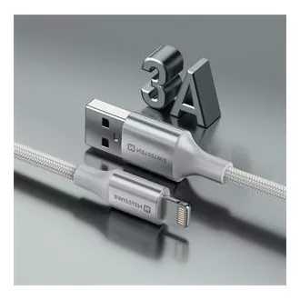 SWISSTEN CABLU DE DATE TEXTILE II USB / LIGHTNING 1,5 M ALB
