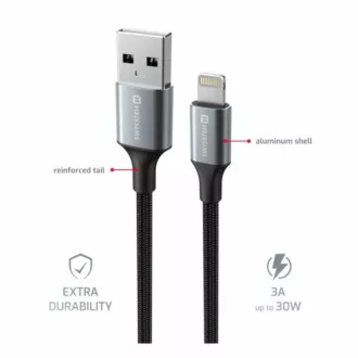 SWISSTEN CABLU DE DATE TEXTILE II USB / LIGHTNING 1,5 M NEGRU
