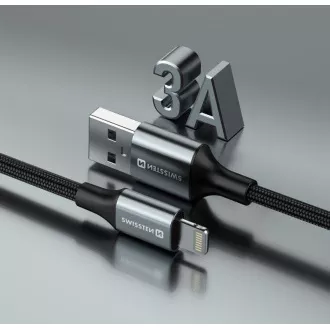 SWISSTEN CABLU DE DATE TEXTILE II USB / LIGHTNING 1,5 M NEGRU
