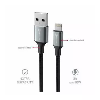 SWISSTEN CABLU DE DATE TEXTILE II USB / LIGHTNING 1,5 M NEGRU