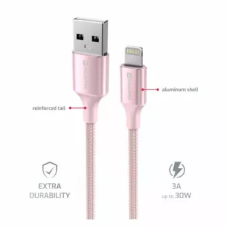 SWISSTEN CABLU DE DATE TEXTILE II USB / LIGHTNING 1,5 M ROZ SWISSTEN CABLU DE DATE TEXTILE II USB / LIGHTNING 1,5 M ROZ