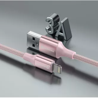 SWISSTEN CABLU DE DATE TEXTILE II USB / LIGHTNING 1,5 M ROZ SWISSTEN CABLU DE DATE TEXTILE II USB / LIGHTNING 1,5 M ROZ