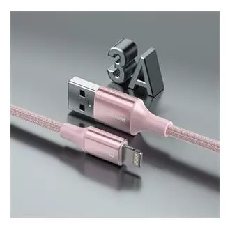 SWISSTEN CABLU DE DATE TEXTILE II USB / LIGHTNING 1,5 M ROZ SWISSTEN CABLU DE DATE TEXTILE II USB / LIGHTNING 1,5 M ROZ
