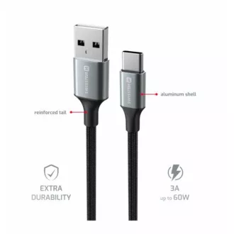 SWISSTEN CABLU DE DATE TEXTILE II USB / USB-C 1,5 M NEGRU