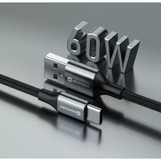 SWISSTEN CABLU DE DATE TEXTILE II USB / USB-C 1,5 M NEGRU