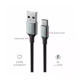 SWISSTEN CABLU DE DATE TEXTILE II USB / USB-C 1,5 M NEGRU