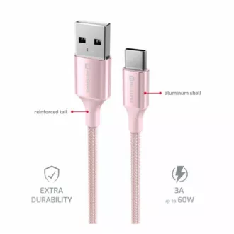 SWISSTEN CABLU DE DATE TEXTILE II USB / USB-C 1,5 M ROZ