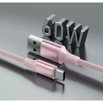 SWISSTEN CABLU DE DATE TEXTILE II USB / USB-C 1,5 M ROZ