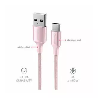 SWISSTEN CABLU DE DATE TEXTILE II USB / USB-C 1,5 M ROZ