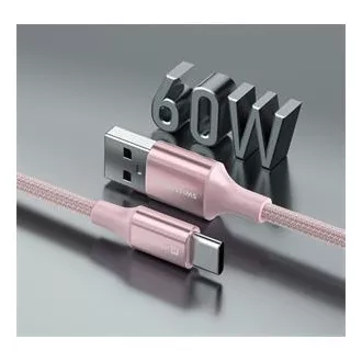 SWISSTEN CABLU DE DATE TEXTILE II USB / USB-C 1,5 M ROZ