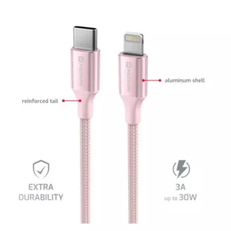 SWISSTEN CABLU DE DATE TEXTILE II USB-C / LIGHTNING 1,5 M ROZ