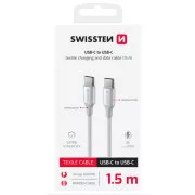 SWISSTEN CABLU DE DATE TEXTILE II USB-C / USB-C 1,5 M ALB