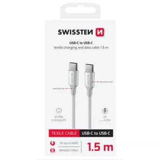 SWISSTEN CABLU DE DATE TEXTILE II USB-C / USB-C 1,5 M ALB