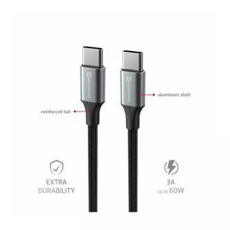 SWISSTEN CABLU DE DATE TEXTILE II USB-C / USB-C 1,5 M NEGRU