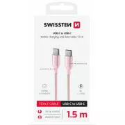 SWISSTEN CABLU DE DATE TEXTILE II USB-C / USB-C 1,5 M ROZ