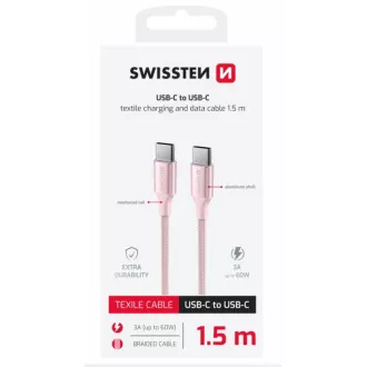 SWISSTEN CABLU DE DATE TEXTILE II USB-C / USB-C 1,5 M ROZ
