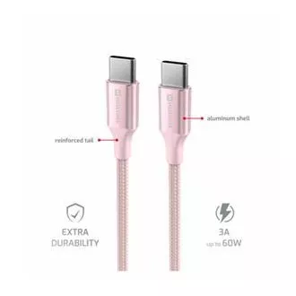 SWISSTEN CABLU DE DATE TEXTILE II USB-C / USB-C 1,5 M ROZ