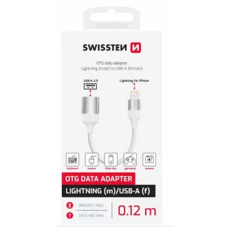 ADAPTATOR SWISSTEN OTG TEXTIL LIGHTNING (mascul) / USB-A (fema) 0,12 M ALB