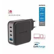 ADAPTATOR DE REȚEA ELVETIAN GaN 3x USB-C 100W PD + 1x USB-A 18W QC NEGRU