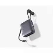 Baterie externă SWISSTEN 10000 mAh cu cablu USB-C și Lightning integrate, culoare argintie
