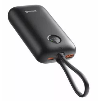 Baterie externă SWISSTEN VOLTBOX 35W 10000 mAh cu cabluri USB-C și Lightning integrate, neagră