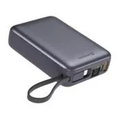 Baterie externă SWISSTEN 20000 mAh cu cablu USB-C și Lightning integrate, culoare argintie