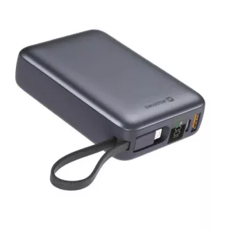 Baterie externă SWISSTEN 20000 mAh cu cablu USB-C și Lightning integrate, culoare argintie Baterie externă SWISSTEN 20000 mAh cu cablu USB-C și Lightning integrate, culoare argintie