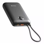 Baterie externă SWISSTEN VOLTBOX 35W 20000 mAh cu cablu USB-C și Lightning integrate, neagră