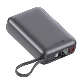 Baterie externă Swissten 20000 mAh 45W cu cablu USB-C integrat, argintiu Space