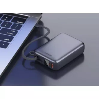 Baterie externă Swissten 20000 mAh 45W cu cablu USB-C integrat, argintiu Space