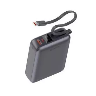 Baterie externă Swissten 20000 mAh 45W cu cablu USB-C integrat, argintiu Space