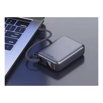 Baterie externă Swissten 20000 mAh 45W cu cablu USB-C integrat, argintiu Space