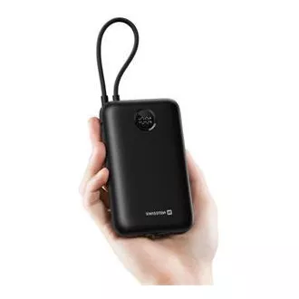 Baterie externă SWISSTEN VOLTBOX 35W 30000 mAh cu cabluri USB-C și Lightning integrate, neagră Baterie externă SWISSTEN VOLTBOX 35W 30000 mAh cu cabluri USB-C și Lightning integrate, neagră