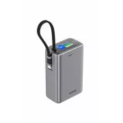 Baterie externă Swissten Travel 25000 mAh (96.25Wh) 100W cu cablu USB-C integrat, gri