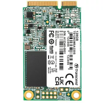 Disc SSD TRANSCEND MSA220S de 128 GB mSATA, SATA III 6 Gb/s (3D TLC), 560 MB/s R, 500 MB/s W