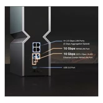 TP-Link Archer BE800 - BE19000 WiFi 7 router, 1x 10GWAN, 4x 2.5GLAN, 1x 10GLAN/SFP , USB, 2.4/5/6GHz, HomeShield, EasyMesh