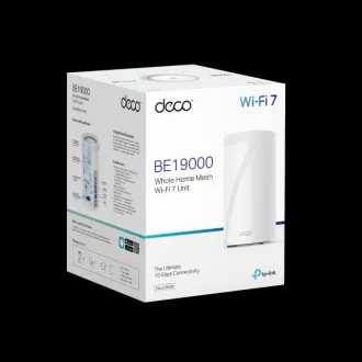 TP-Link Deco BE85(1-pachet) BE19000 Sistem WiFi 7 Mesh cu trei benzi, 1x 10GLAN, 2x 2.5GLAN, 1x 10GLAN/SFP+, USB, 2.4/5/6GHz, HomeShiel