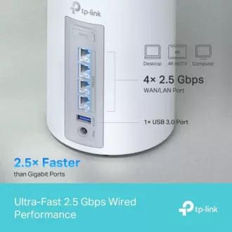 TP-Link Deco BE65(2-pachet) BE9300 Sistem WiFi Mesh 7 tri-bandă pentru întreaga casă, 4x 2.5GLAN, USB, 2.4/5/6GHz, HomeShield