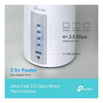 TP-Link Deco BE65(2-pachet) BE9300 Sistem WiFi Mesh 7 tri-bandă pentru întreaga casă, 4x 2.5GLAN, USB, 2.4/5/6GHz, HomeShield