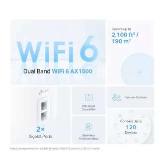 TP-Link Deco X10 (pachet de 2) - Sistem AX1500 Mesh Wi-Fi 6 pentru case inteligente - Control parental - (pachet de 2)