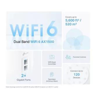 TP-Link Deco X10 (pachet de 3) - Sistem AX1500 Mesh Wi-Fi 6 Smart Home - Control parental - (pachet de 3)