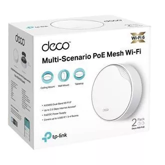 TP-Link Deco X50-PoE (pachet de 2) - Sistem Wi-Fi 6 Mesh AX3000 Multi-Gig 2,5 Gbps cu PoE - HomeShield (pachet de 2)