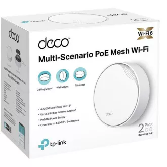 TP-Link Deco X50-PoE (pachet de 2) - Sistem Wi-Fi 6 Mesh AX3000 Multi-Gig 2,5 Gbps cu PoE - HomeShield (pachet de 2)