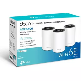 TP-Link Deco XE75 (pachet de 3) - sistem Wi-Fi 6E tri-band Mesh AXE5400 pentru case inteligente, HomeShield (pachet de 3)