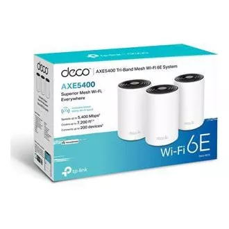 TP-Link Deco XE75 (pachet de 3) - sistem Wi-Fi 6E tri-band Mesh AXE5400 pentru case inteligente, HomeShield (pachet de 3)