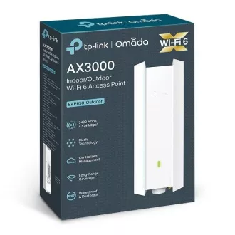 TP-Link EAP650-Outdoor - Punct de acces WIFI AX3000 Omada 1xGLAN, PoE/PoE pasiv catarg/montare pe perete Protecție la supratensiune